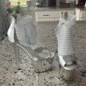 ✨😍👠 Sexy stiletto platform Heels Rhinestone ankle NEW size 7